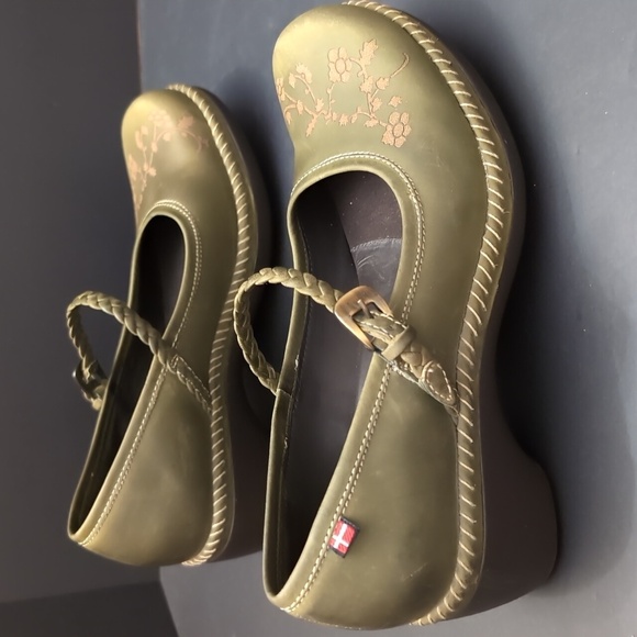 Ecco Green Leather Mary Jane Sussex Clog Woman's Shoes,Size 36. - Picture 10 of 15